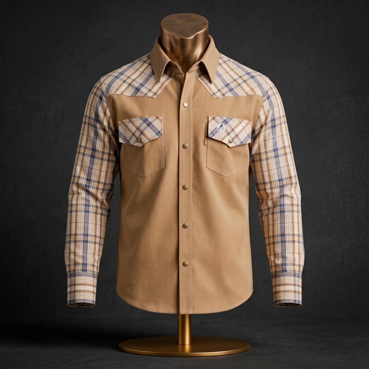 Sand Brown Plaid Shirt