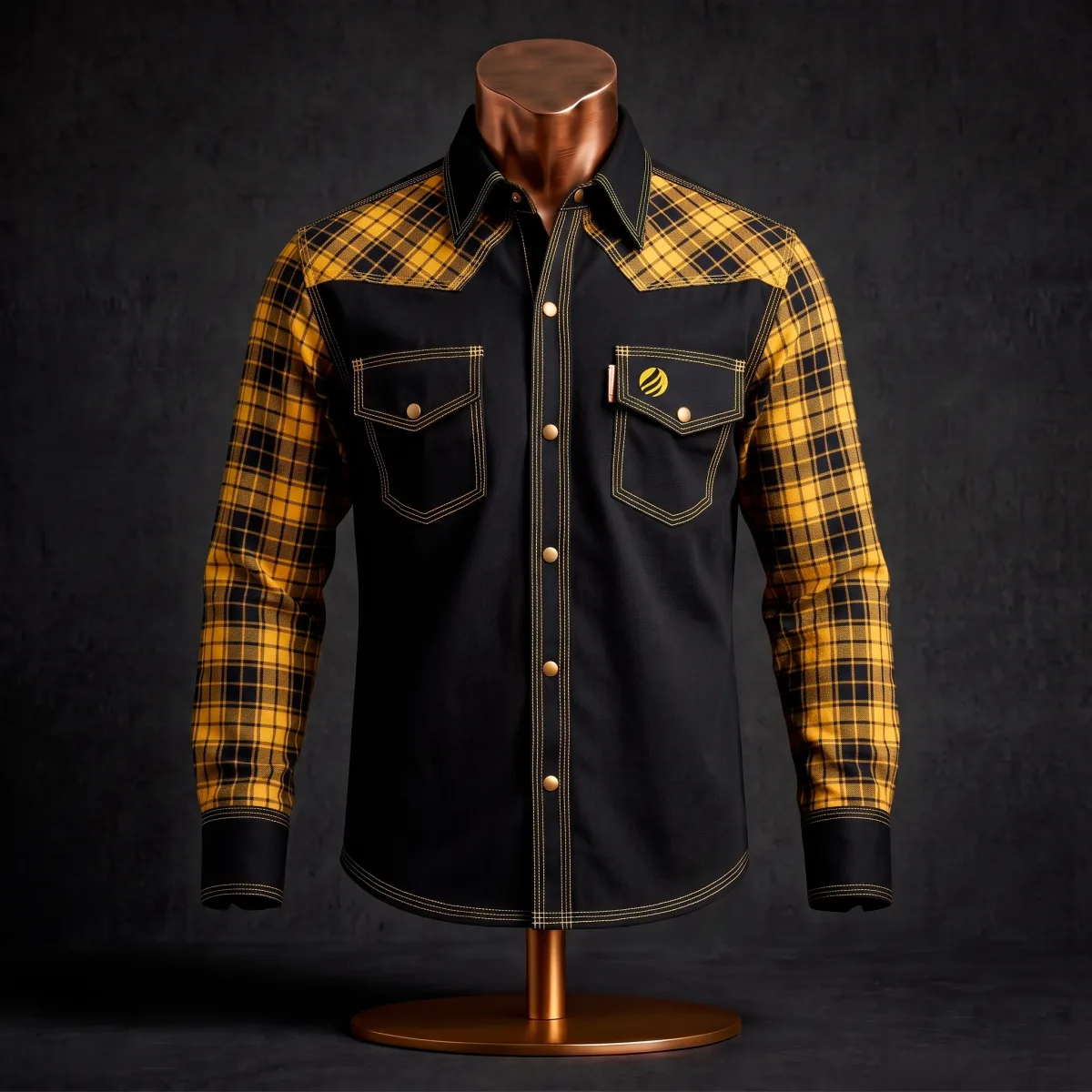 Black Yellow Plaid Shirt